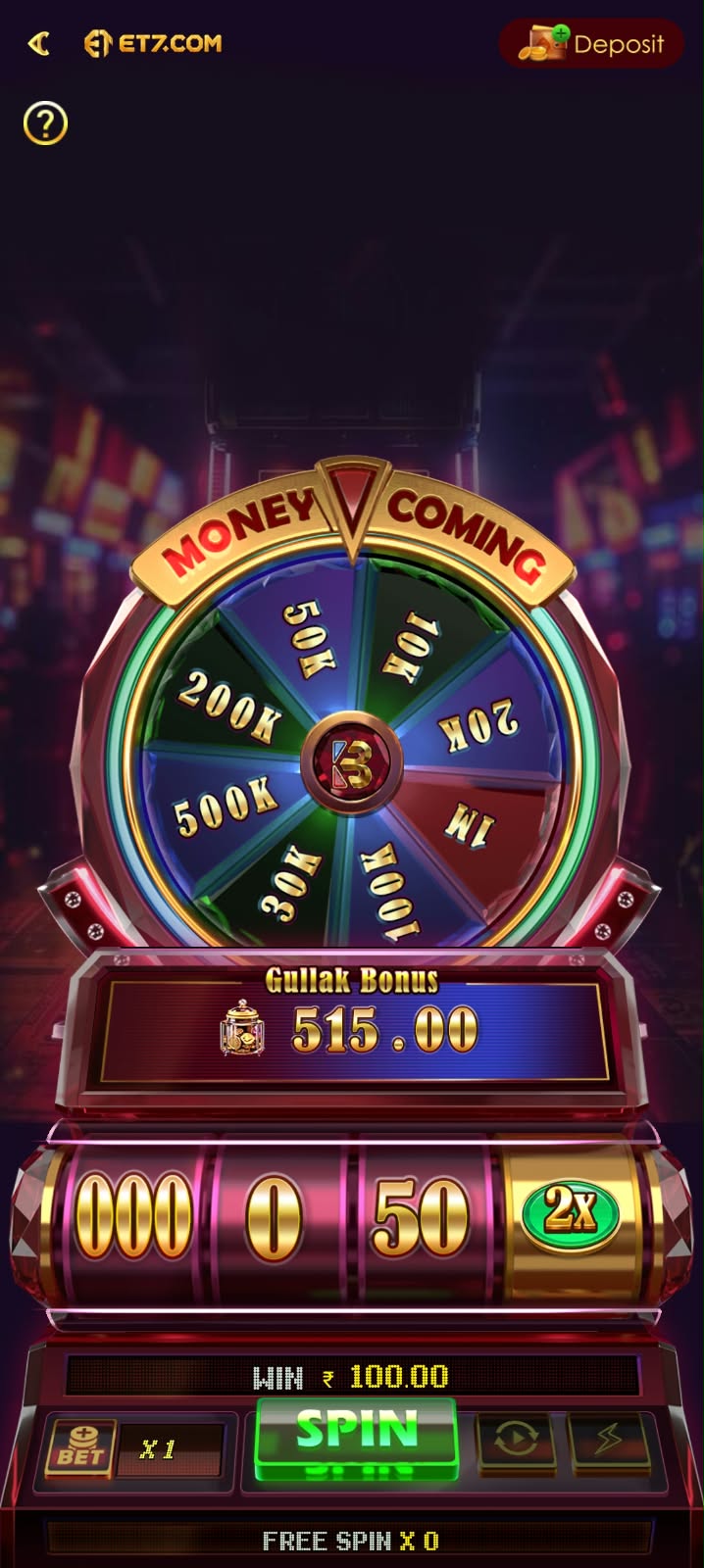 ET7 Game lucky wheel and bonus gaming interface